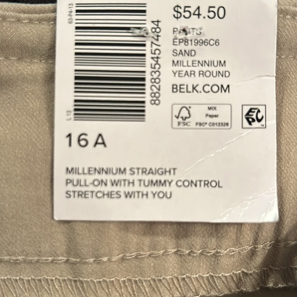 Kim Rogers tan khaki slacks NWT, size 16A. - Picture 5 of 6